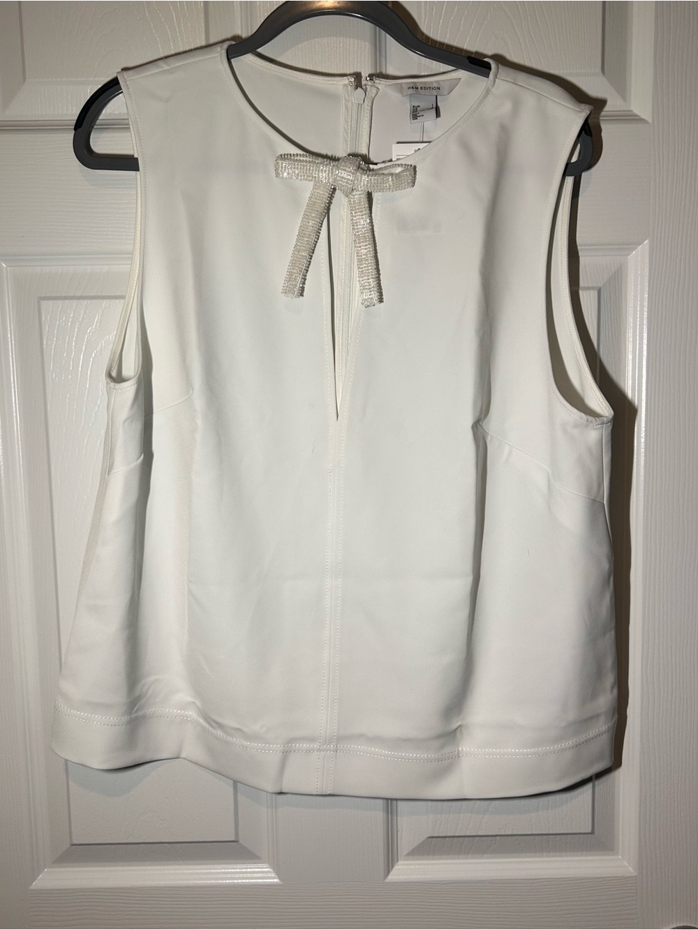 H&M Edition sleeveless blouse with bead embellished pearl bow